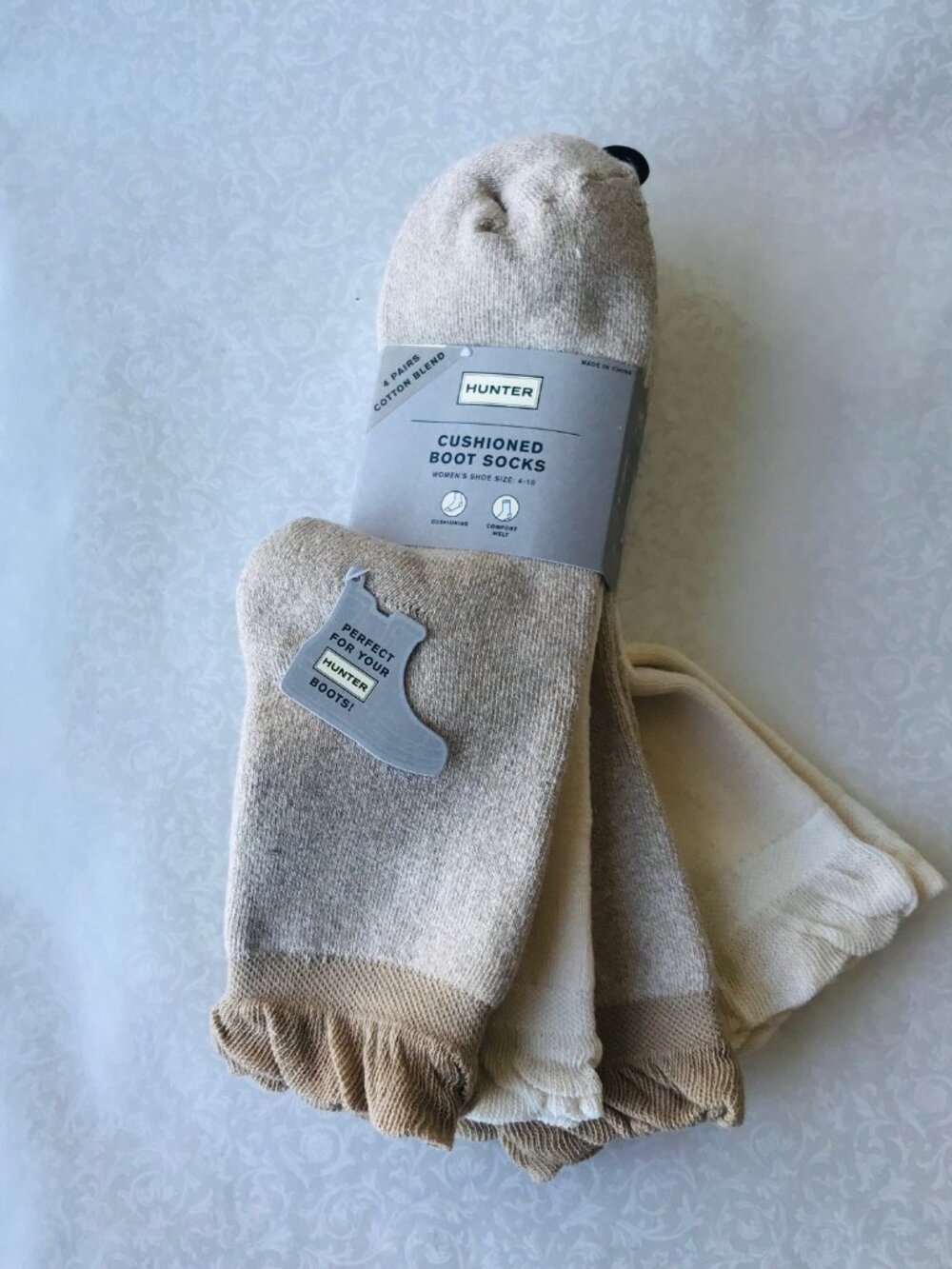 HUNTER ORIGINAL CUSHIONED BOOT SOCKS US Women SIZE 4-10 Cotton Blend 4PACK